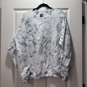 Men's Gray Tie-Dye Crewneck Sweatshirt, Size XL